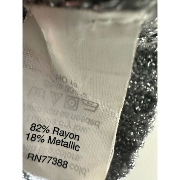 J.Crew Metallic Silver Knit Sweater Cardigan Shiny Glam Pockets V Neck Sz M - Picture 10 of 11